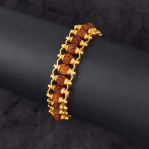 Gold Plated Premium Rudraksha Chain Bracelet