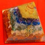 Orgonite Pyramid with 7 Chakra Crystals